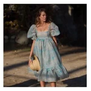 Selkie French Puff Dress NWT in Renoir Sky
